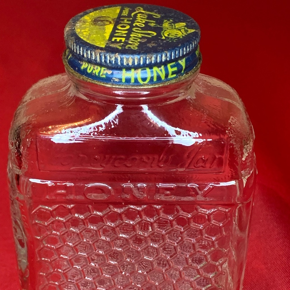 Vintage Lakeshore Honeycomb Jar with Metal Screw Top Lid